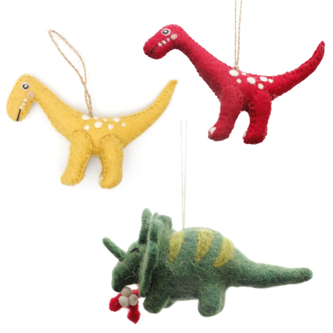 Felt Dinosaur Ornaments  - 3 Styles