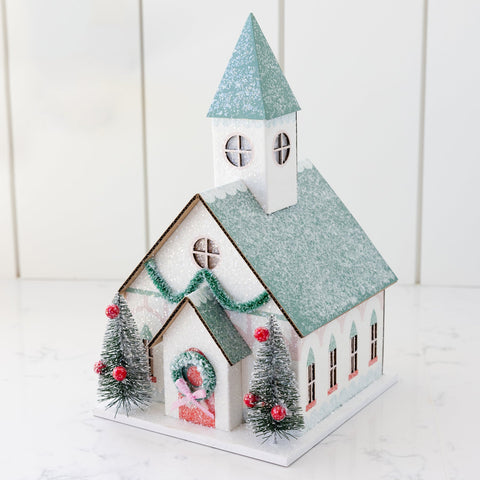 Village Church Mini Glitter House