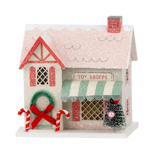 Christmas Village Toy Shop Mini Glitter House