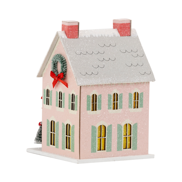 Christmas Village Merry House Mini Glitter House