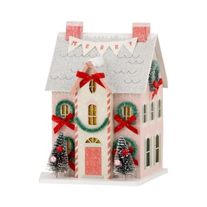 Christmas Village Merry House Mini Glitter House