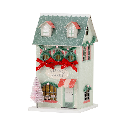 Christmas Village Cake Shop Mini Glitter House