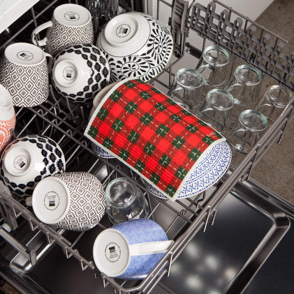 Holiday Plaid -  Swedish Dishcloth