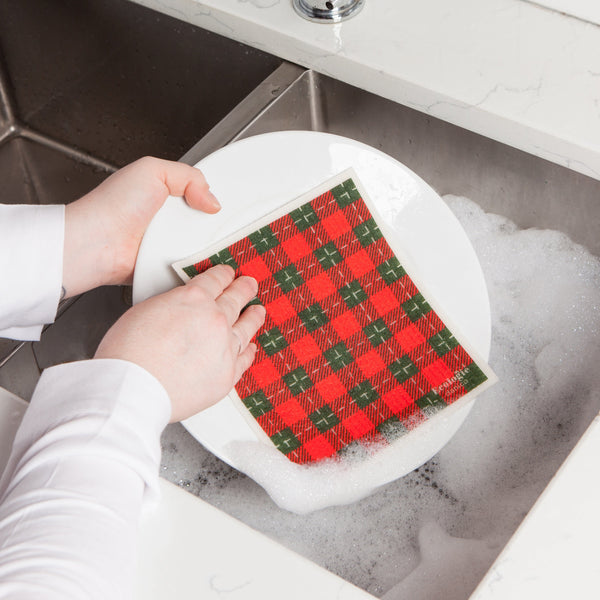 Holiday Plaid -  Swedish Dishcloth