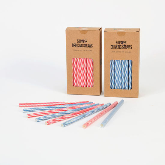 Blue & Red Stripe Straws