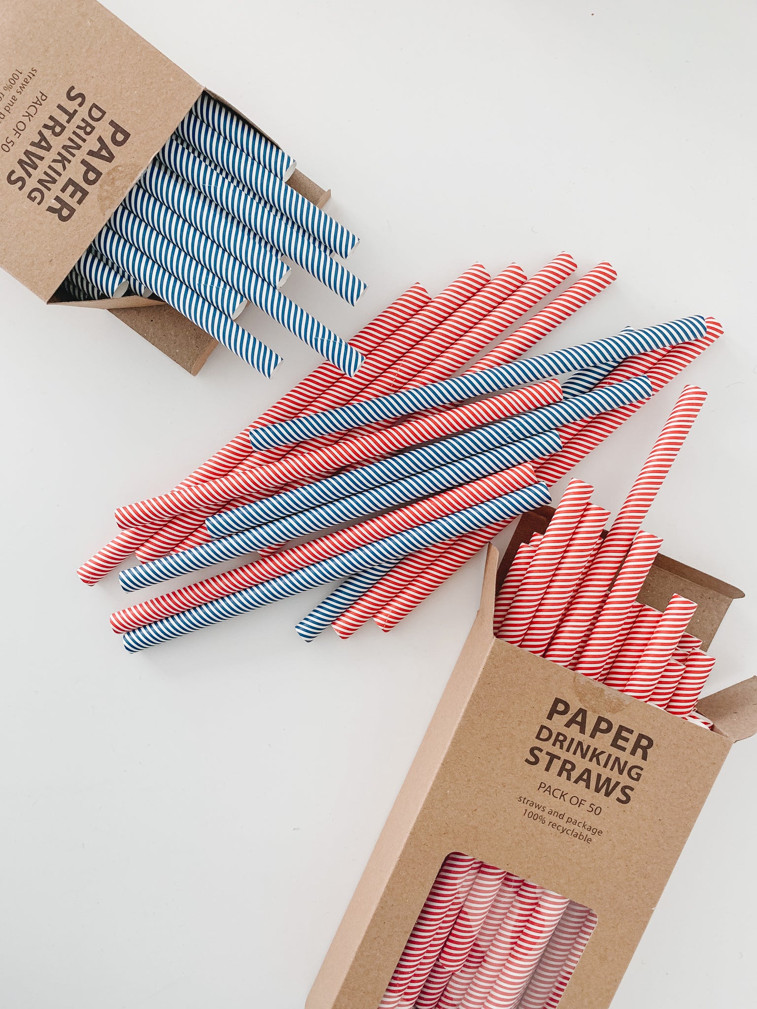 Blue & Red Stripe Straws