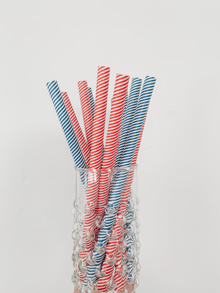 Blue & Red Stripe Straws